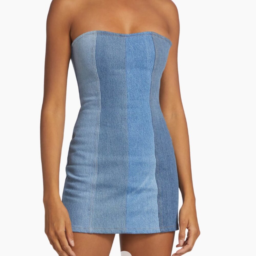 EB DENIM Strapless Denim Mini Dress NWT